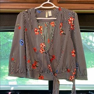 B&W Striped Floral Top